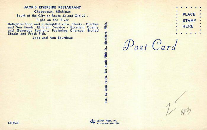 Jacks Riverside Restaurant - Old Postcard